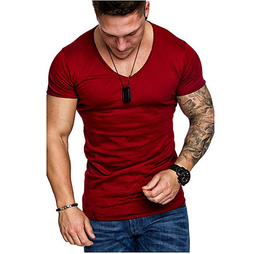 

Men's T shirt Solid Colored Short Sleeve Daily Tops Cotton Basic Streetwear White Black Red