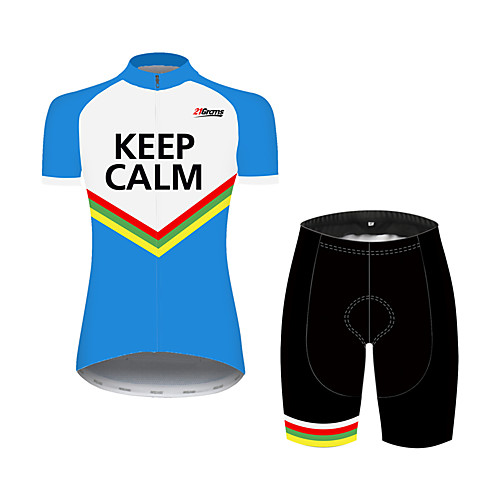 

21Grams Women's Short Sleeve Cycling Jersey with Shorts Black / Blue Stripes Bike Clothing Suit Breathable 3D Pad Quick Dry Ultraviolet Resistant Sweat-wicking Sports Solid Color Mountain Bike MTB