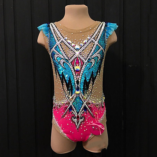 

21Grams Rhythmic Gymnastics Leotards Artistic Gymnastics Leotards Women's Girls' Kids Leotard Spandex High Elasticity Breathable Handmade Sleeveless Training Dance Rhythmic Gymnastics Artistic