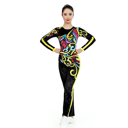 

Cheerleader Costume Gymnastics Suits Women's Girls' Kids Pants / Trousers Spandex High Elasticity Handmade Long Sleeve Competition Dance Rhythmic Gymnastics Gymnastics Black