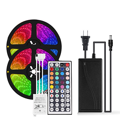 

2x5M Flexible LED Light Strips Light Sets RGB Tiktok Lights 600 LEDs SMD2835 8mm 1 12V 6A Adapter 1 44Keys Remote Controller 1 set Multi Color Party Decorative Self-adhesive 12 V