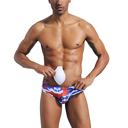 

Men's Sporty Basic Fuchsia Blue Brown Briefs Bikini Bottoms Bikini Bottoms Swimwear Swimsuit - Camo / Camouflage Lace up Print M L XL Fuchsia