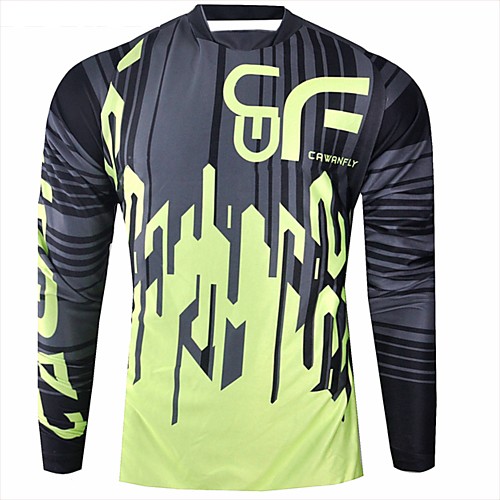 

CAWANFLY Men's Long Sleeve Cycling Jersey Downhill Jersey Dirt Bike Jersey Winter Polyester Black Patchwork Geometic Novelty Bike Jersey Top Mountain Bike MTB Breathable Quick Dry Sweat-wicking Sports