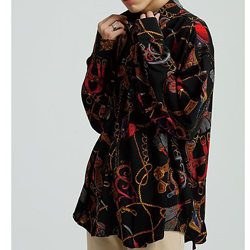 

Men's Geometric Shirt Daily Black / Khaki / Long Sleeve