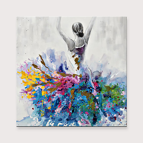 

Oil Painting Hand Painted Square Abstract People Modern Rolled Canvas (No Frame)