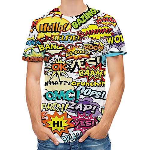 

Men's T shirt Graphic Letter Print Tops Rainbow