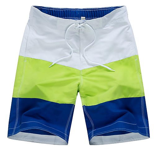 

Men's Beach board shorts Swimsuit Print Color Block White Black Blue Swimwear Bathing Suits
