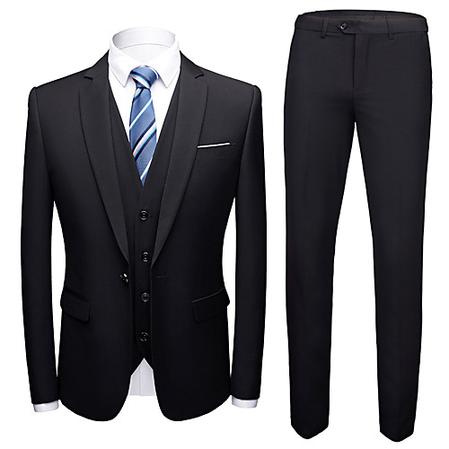 

Tuxedos Tailored Fit Slim Notch Single Breasted One-button Polyester Solid Color / British / Fashion