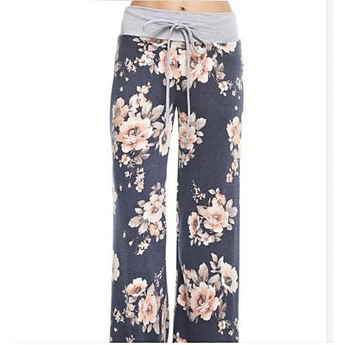 

Women's High Waist Yoga Pants Palazzo Wide Leg Drawstring Pants / Trousers Breathable Dark Grey Black / Red Grey Cotton Gym Workout Running Fitness Sports Activewear Stretchy