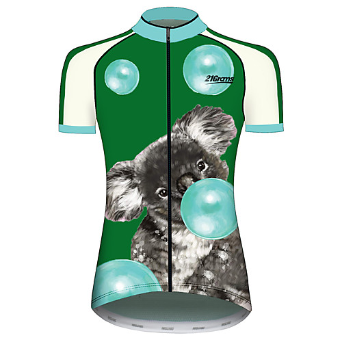 

21Grams Women's Short Sleeve Cycling Jersey Spandex Green / Yellow Balloon Koala Animal Bike Jersey Top Mountain Bike MTB Road Bike Cycling UV Resistant Quick Dry Breathable Sports Clothing Apparel