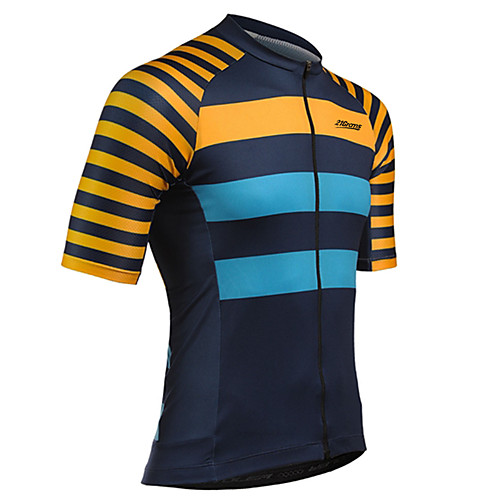 

21Grams Men's Short Sleeve Cycling Jersey Spandex BlueOrange Stripes Solid Color Bike Jersey Top Mountain Bike MTB Road Bike Cycling UV Resistant Quick Dry Breathable Sports Clothing Apparel