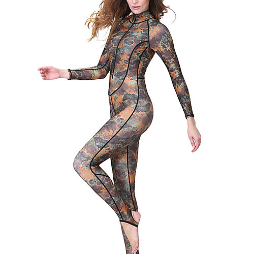 

Dive&Sail Women's Rash Guard Dive Skin Suit 1mm Spandex Elastane Diving Suit Waterproof UV Sun Protection Breathable Swimming Diving Snorkeling Patchwork Camo / Camouflage Spring Summer / Quick Dry