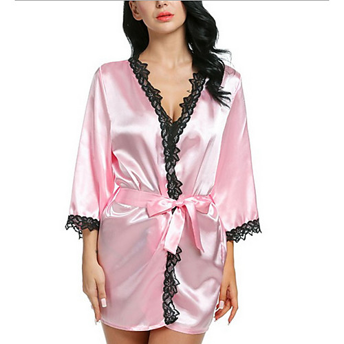 

Women's Deep V Robes Pajamas Embroidered