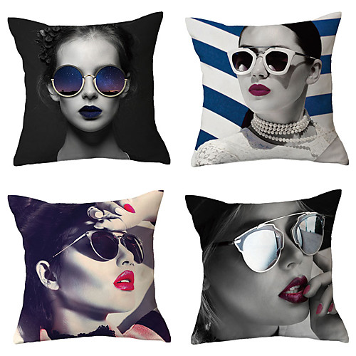 

Set of 4 Throw Pillow Simple Classic women 4545 cm