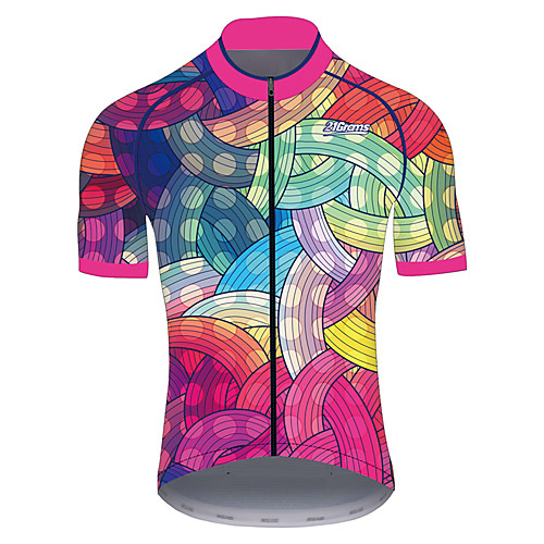 

21Grams Women's Men's Short Sleeve Cycling Jersey Spandex RedBlue Polka Dot Stripes Gradient Bike Jersey Top Mountain Bike MTB Road Bike Cycling UV Resistant Breathable Quick Dry Sports Clothing