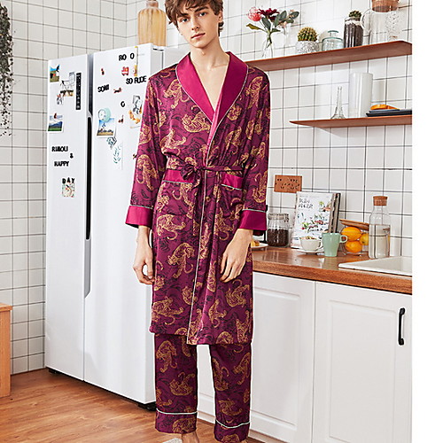 

Men's Shawl Lapel Suits Pajamas Geometric