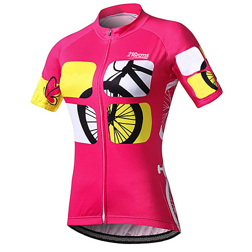

21Grams Women's Short Sleeve Cycling Jersey Spandex Fuchsia Patchwork Butterfly Solid Color Bike UV Resistant Quick Dry Breathable Sports Patchwork Mountain Bike MTB Road Bike Cycling Clothing Apparel