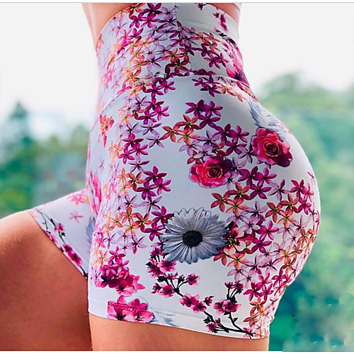 

Women's High Waist Yoga Shorts Scrunch Butt Ruched Butt Lifting Shorts Tummy Control Butt Lift Quick Dry White Elastane Fitness Gym Workout Running Sports Activewear Stretchy Slim