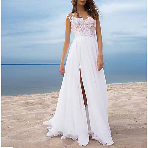 

Women's Maxi Sheath Dress - Short Sleeve Solid Colored Lace Patchwork Prom Slim White S M L XL