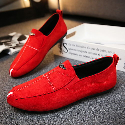 

Men's Loafers & Slip-Ons Casual Office & Career Walking Shoes Suede Breathable Non-slipping Wear Proof Black Red Gray Spring & Summer