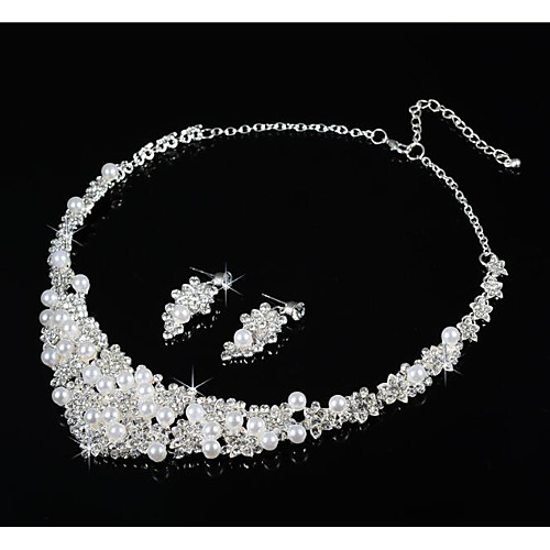 

Women's Pearl Bridal Jewelry Sets Transparent Flower Elegant Vintage Earrings Jewelry White For Wedding Party 1 set