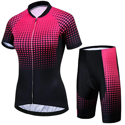 

21Grams Women's Short Sleeve Cycling Jersey with Shorts Spandex Black / Red Solid Color Bike Quick Dry Breathable Sports Patterned Mountain Bike MTB Road Bike Cycling Clothing Apparel / Micro-elastic