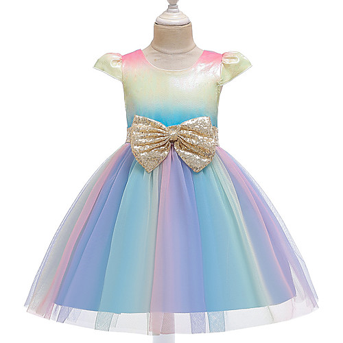 

Unicorn Dress Flower Girl Dress Girls' Movie Cosplay A-Line Slip Cosplay Vacation Dress Purple Pink Light Blue Dress Halloween Carnival Masquerade Tulle Polyester Sequin