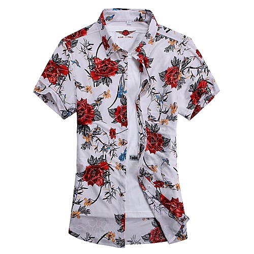 

Men's Shirt Floral 3D Short Sleeve Daily Tops Basic Elegant Blue Red