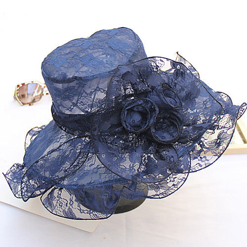 

Vintage Style Fashion Lace Hats / Headwear with Lace / Flower / Trim 1 Piece Wedding / Outdoor Headpiece