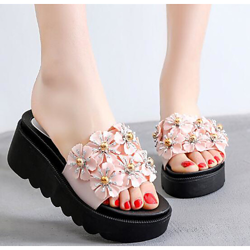 

Women's Sandals Creepers Round Toe PU Summer Pink / White / Black
