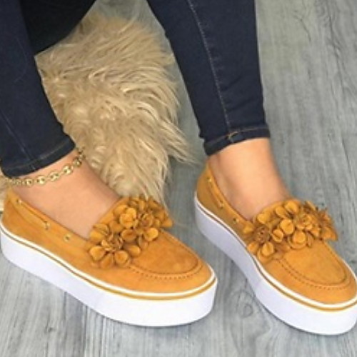 

Women's Loafers & Slip-Ons Platform Round Toe Suede Classic Spring Yellow / Pink / Blue