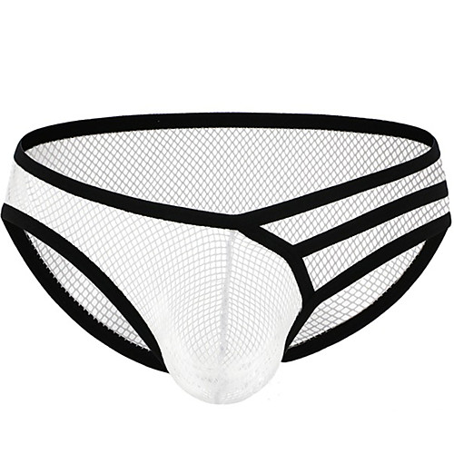 

Men's Mesh Briefs Underwear - Normal Low Waist Black White Yellow S M L