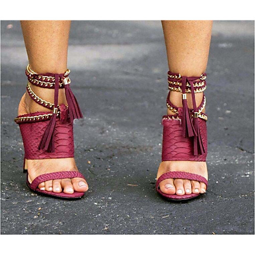 

Women's Sandals Heel Sandals Black Sandals Spring & Fall / Summer Stiletto Heel Pointed Toe Daily PU Black / Red / Green