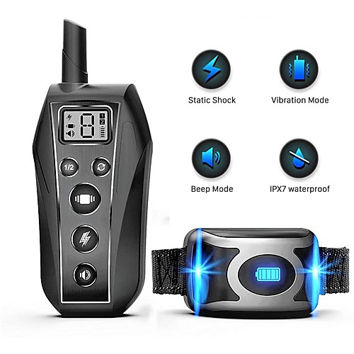 

Remote Pet Dog Training Collar With LED 3 Modes Beep Vibration Shock IPX7 Waterproof Rechargeable Pet Behavior Training