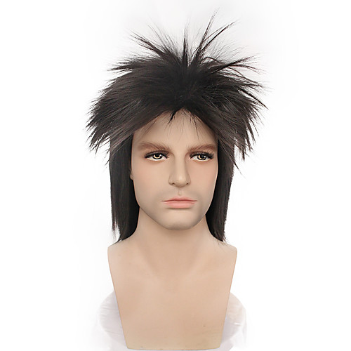 

Cosplay Hippies Rock Star Cosplay Wigs Men's Asymmetrical 19 inch Heat Resistant Fiber kinky Straight Black Adults' Anime Wig