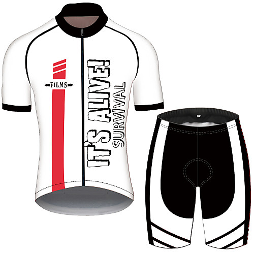 

21Grams Men's Short Sleeve Cycling Jersey with Shorts Spandex Polyester Black / White Novelty Bike Clothing Suit UV Resistant Breathable 3D Pad Quick Dry Sweat-wicking Sports Solid Color Mountain