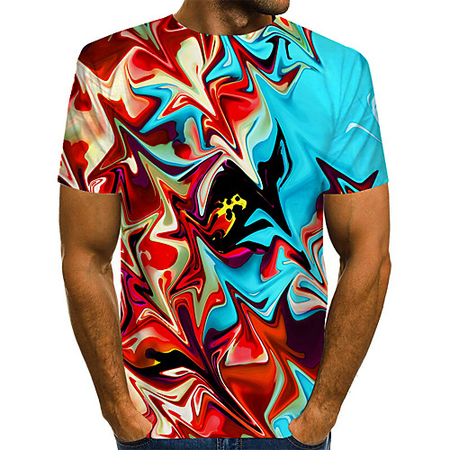 

Men's Plus Size 3D Graphic Print T-shirt Basic Street chic Daily Going out Round Neck Rainbow / Short Sleeve