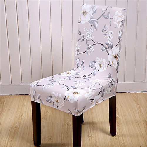 

Beige Floral Print Very Soft Chair Cover Stretch Removable Washable Dining Room Chair Protector Slipcovers Home Decor Dining Room Seat Cover