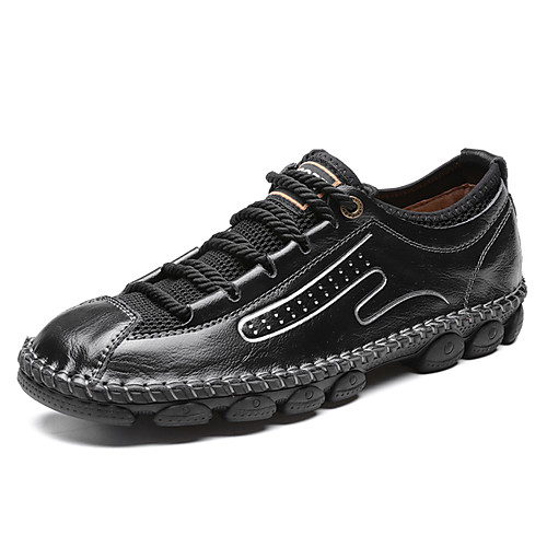 

Men's Summer / Fall Business / Classic Daily Oxfords Cycling Shoes / Walking Shoes Cowhide Breathable Non-slipping Wear Proof Dark Brown / Black / Gold Striped