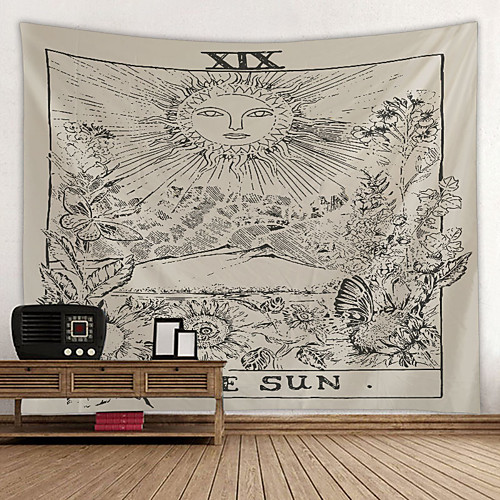 

Tarot Divination Wall Tapestry Art Decor Blanket Curtain Picnic Tablecloth Hanging Home Bedroom Living Room Dorm Decoration Mysterious Bohemian Sketch Sun Flower