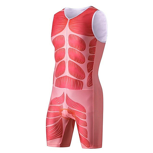 

21Grams Men's Sleeveless Triathlon Tri Suit Polyester Spandex Fuchsia Black Geometic Bike Clothing Suit UV Resistant Breathable 3D Pad Quick Dry Sweat-wicking Sports Solid Color Mountain Bike MTB