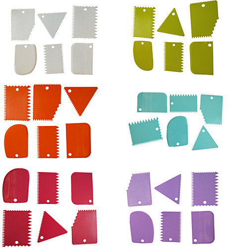 

6-Piece Plastic Trapezoidal Semi-Arc Triangular Sawtooth Cake Cream Scraper DIY kitchen tool