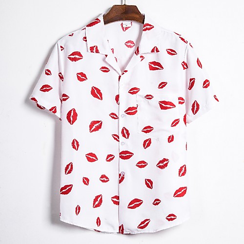 

Men's Floral Shirt Basic Boho Daily Beach Classic Collar White / Short Sleeve
