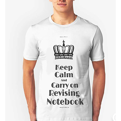 

Men's Letter T-shirt Short Sleeve Daily Slim Tops Round Neck White