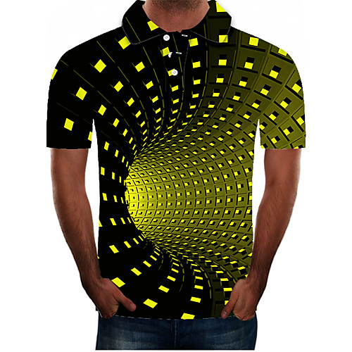 

Men's Plus Size 3D Graphic Slim Polo Street chic Exaggerated Daily Going out Shirt Collar Green / Short Sleeve