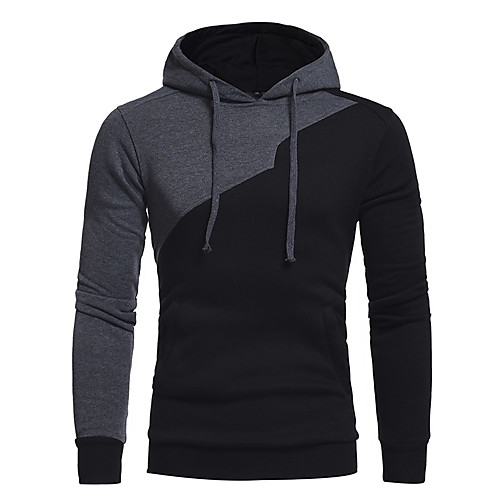 

Men's Hoodie Color Block Hooded Daily Basic Hoodies Sweatshirts Slim Black Blue Red