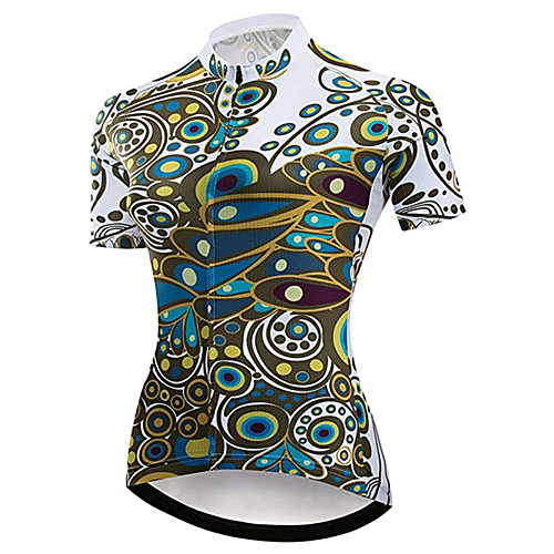 

21Grams Women's Short Sleeve Cycling Jersey Spandex BlueGreen Peacock Bike Jersey Top Mountain Bike MTB Road Bike Cycling UV Resistant Quick Dry Breathable Sports Clothing Apparel / Stretchy