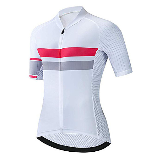 

21Grams Women's Short Sleeve Cycling Jersey Red / White Stripes Bike Jersey Top Mountain Bike MTB Road Bike Cycling UV Resistant Breathable Quick Dry Sports Clothing Apparel / Stretchy / Race Fit