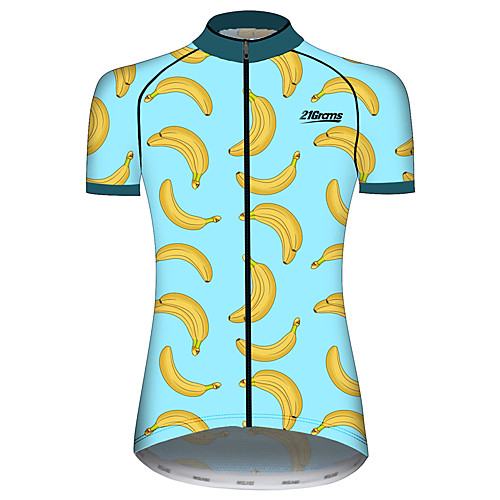 

21Grams Women's Short Sleeve Cycling Jersey Spandex BlueYellow Banana Fruit Bike Jersey Top Mountain Bike MTB Road Bike Cycling UV Resistant Quick Dry Breathable Sports Clothing Apparel / Stretchy