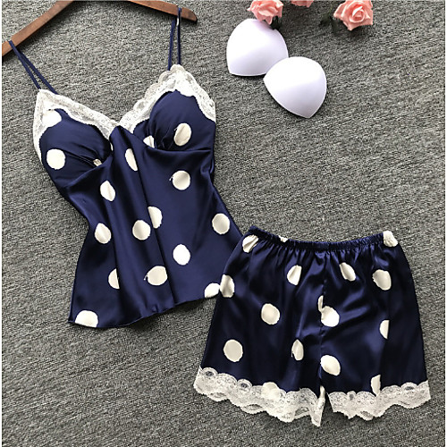 

Women's Backless Sexy Suits Nightwear Polka Dot White / Blue / Green S M L